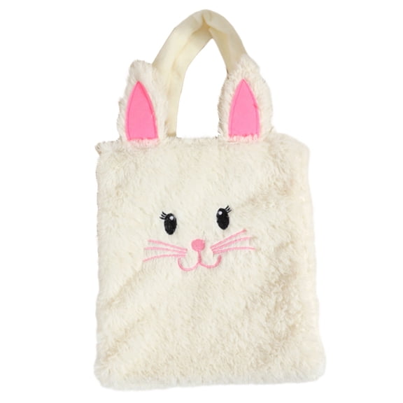 Easter Bag Blue Bunny Plush Design, Reusable Cute Easter Rabbit Treat Bags for Egg Hunts Basket