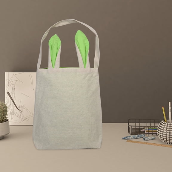 Easter Bags Basket Tote With Handle Featuring Rabbit Ear Design Reusable Burlap Storage Bag For Egg Hunt Candy And Holiday Gifts