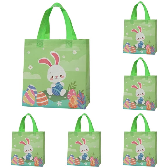Easter Bags Cozival 5-Pack Happy Easter Bunny Bags with Handles - Disposable Non-Woven Gift & Takeout Bags (29X27X12cm), Colorful & Eco-Friendly for Parties, Egg Hunts & Gifting, Bunny Gift Bags