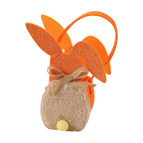Easter Bags Orange, New Plush Bunny Hunt Egg Candy Bag, Easter Goodie Bag Party Supplies for Classrooms, Party Favors, Kraft Holiday Goody, 9"x3.5"x3.5"
