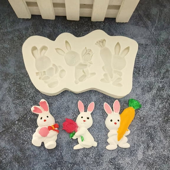 Easter Baking Mold C, Resurrection Rabbit Eggs Silicone DIY Chocolate Cake Baking Tool, Clay Droplet Egg Rabbit Cake Homemade Festival Baking Gift, By TINGXIN