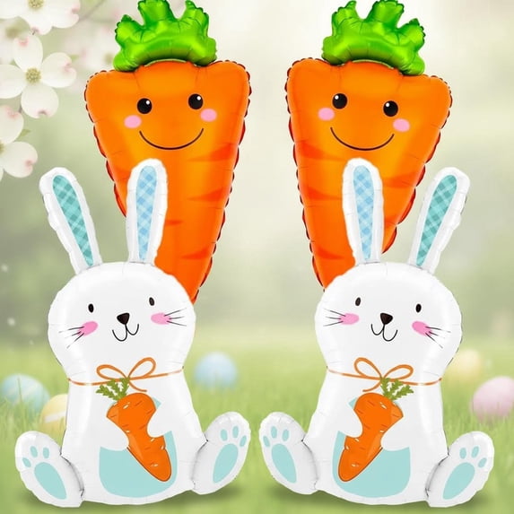 Easter Balloons Decoration, Bunny Balloons and Carrot Balloons, Foil Balloons for Easter Party Decorations, Birthday Decorations
