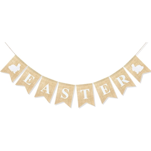 Easter Banner Burlap Bunny Garland Happy Easter Day Decorations for Fireplace Home Decor Spring Theme Party Supplies