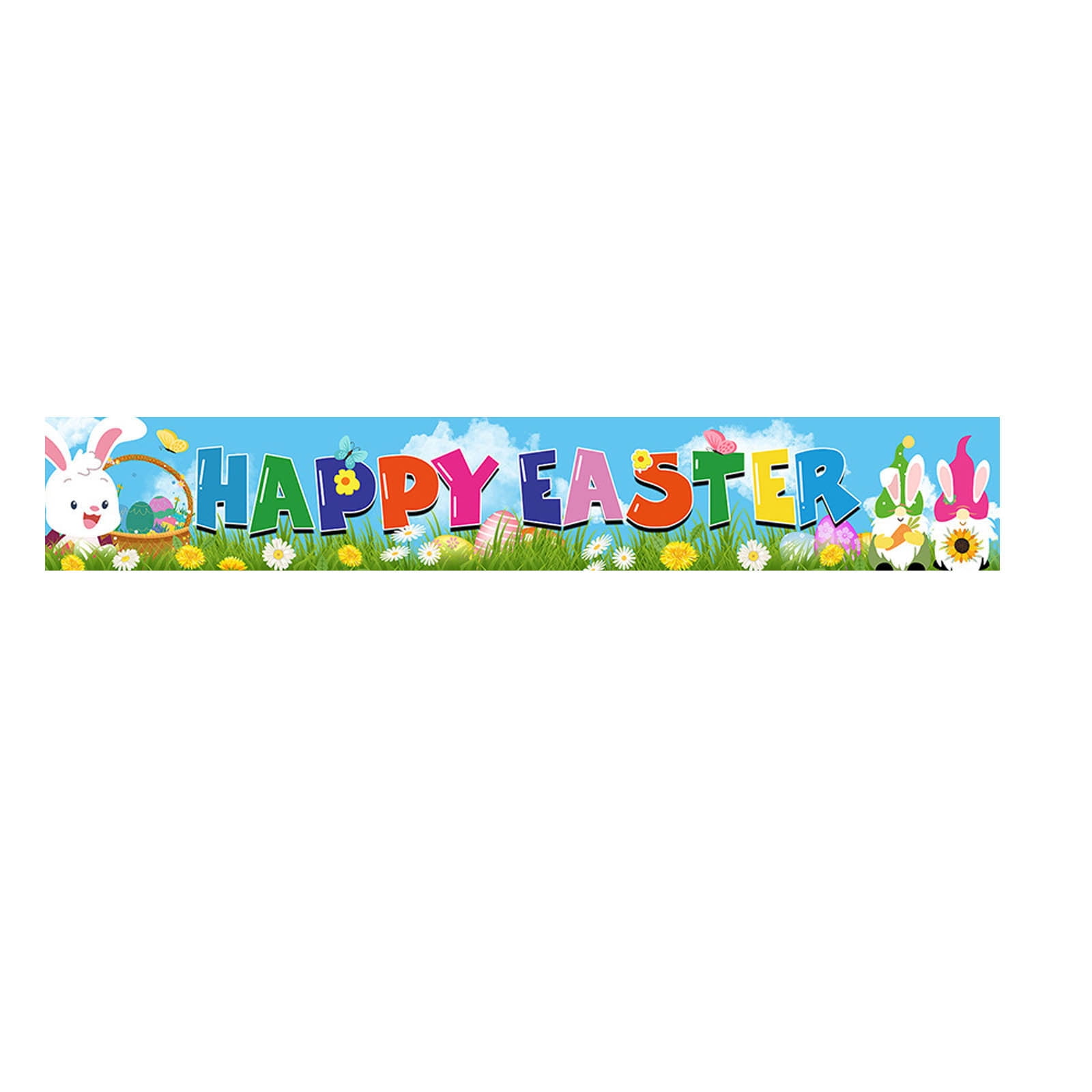 Easter Banner Hanging Flags Spring Outdoor Patio Decorations Bunny Egg