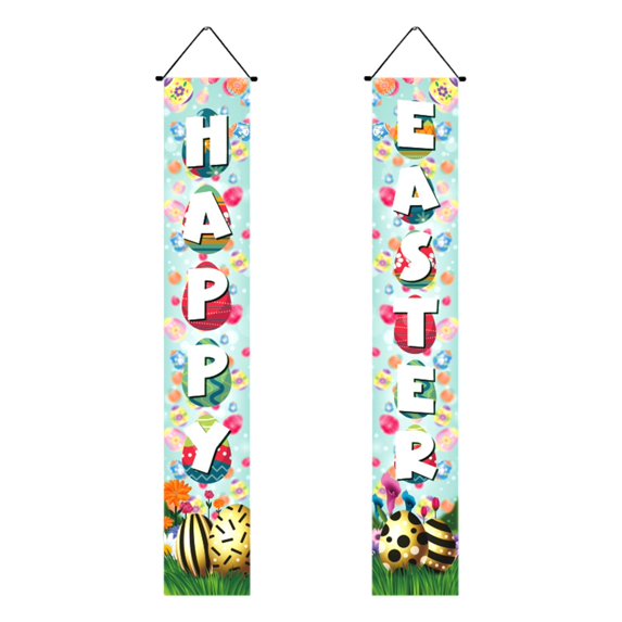 Easter Banners Holiday Hanging Banners Welcome Sign Easter Door Decoration for Fireplace,Wall, Yard Pillars, Doorway Happy Easter
