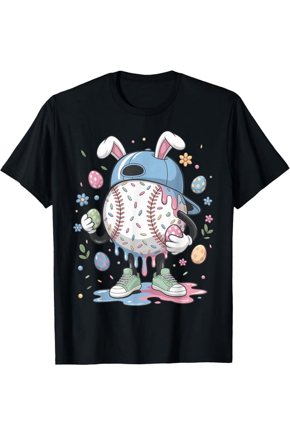 Easter Baseball Drip Easter Bunny Women T-Shirt tee