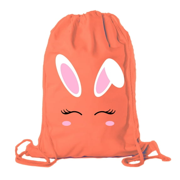 Easter Basket Backpack Bulk Cotton Drawstring Cinch Bags Easter Bunny Gift Bags - Bunny Face