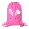 thumbnail image 1 of Easter Basket Backpack Bulk Cotton Drawstring Cinch Bags Easter Bunny Gift Bags - Bunny Face, 1 of 2