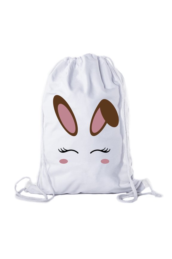 Easter Basket Backpack Bulk Cotton Drawstring Cinch Bags Easter Bunny Gift Bags - Bunny Face