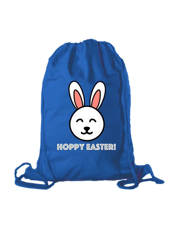 Easter Basket Backpack Bulk Cotton Drawstring Cinch Bags Easter Bunny Gift Bags - Hoppy Easter