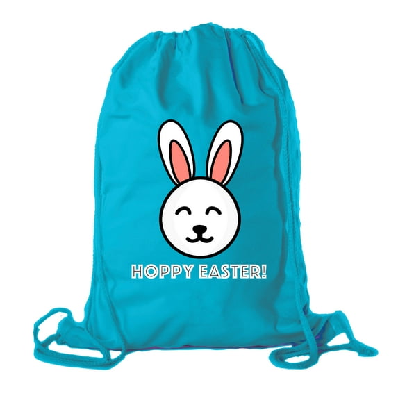 Easter Basket Backpack Bulk Cotton Drawstring Cinch Bags Easter Bunny Gift Bags - Hoppy Easter