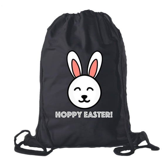 Easter Basket Backpack Bulk Cotton Drawstring Cinch Bags Easter Bunny Gift Bags - Hoppy Easter