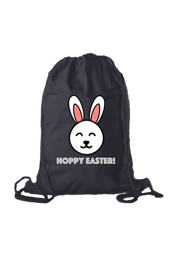 Easter Basket Backpack Bulk Cotton Drawstring Cinch Bags Easter Bunny Gift Bags - Hoppy Easter