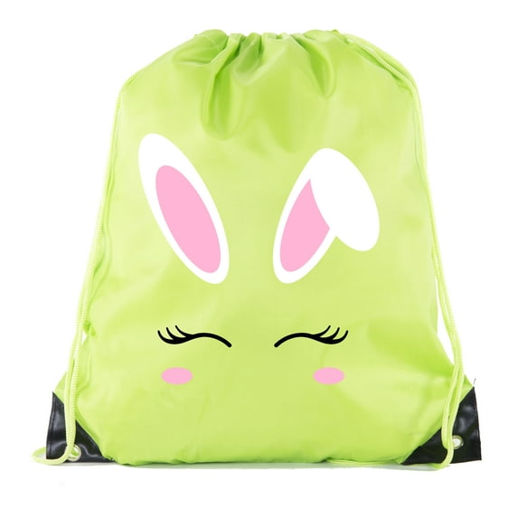Easter Basket Bags, Bulk Drawstring Backpacks, Party Favor Goody Bags for Easter - Bunny Face