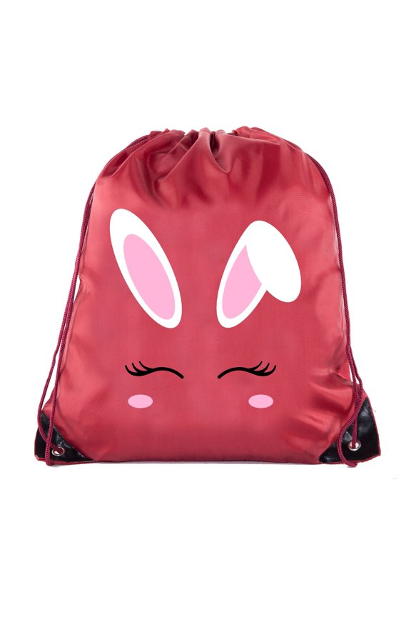 Easter Basket Bags, Bulk Drawstring Backpacks, Party Favor Goody Bags for Easter - Bunny Face