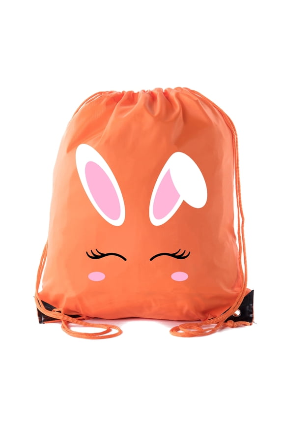 Easter Basket Bags, Bulk Drawstring Backpacks, Party Favor Goody Bags for Easter - Bunny Face