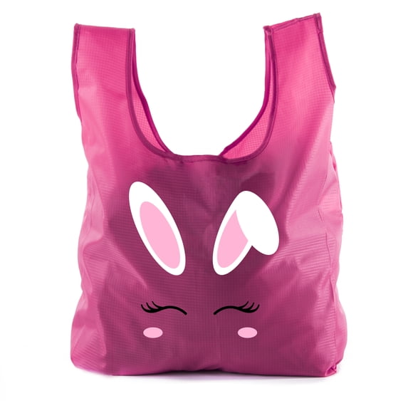 Easter Basket Bags, Bulk Reusable Grocery Bags, Easter Egg Hunt Tote Bags - Bunny Face