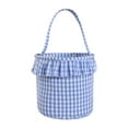 thumbnail image 1 of Easter Basket with Bunny Applique, 9x8.6 Inches, Personalized Bunny Design, Easter Basket with Gingham Pattern, Foldable Handle, Easter Egg Hunting Bucket Pattern, Foldable Handle, 1 of 7