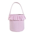 thumbnail image 1 of Easter Basket with Bunny Applique, 9x8.6 Inches, Personalized Bunny Design, Easter Basket with Gingham Pattern, Foldable Handle, Easter Egg Hunting Bucket Pattern, Foldable Handle, 1 of 6