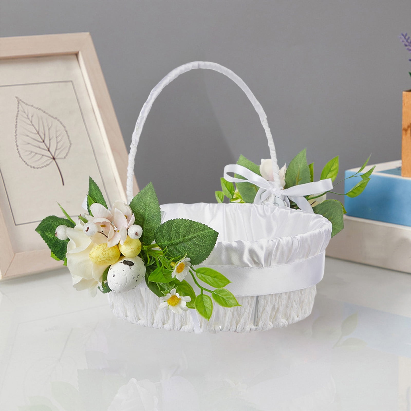 Easter Basket Decoration Portable Easter Flower Basket Home Decoration Simulation Decorative Flower Basket Western Wedding Flower Basket