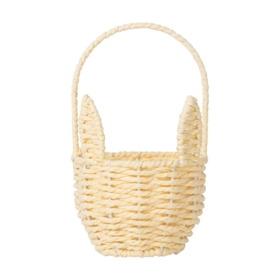 Easter Basket, Easter Bunny Flower Baskets with Handle, Easter Gift Baskets, Egg Buckets Gifts Tote Bags Egg Hunt Basket, 1 Pcs, 4.88x8.19"