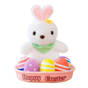 Easter Basket, Easter Plush, Bunny Plushie Set, Colorful Egg Stuffed Toys, Soft Kids Gift for Easter Party Favors, Spring Festival Decor, Cute Stuffed Animal for Toddlers Boys Girls
