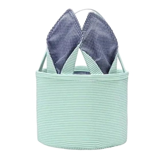 Easter Basket Egg Hunt Bunny Baskets for Kids with Cute Rabbit Ears Stripe Storage Gift Buckets Egg Basket Bags,personalized Bags, Green