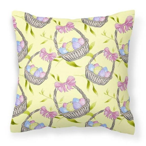 Easter Basket & Eggs Fabric Decorative Pillow, 18 x 18 in.