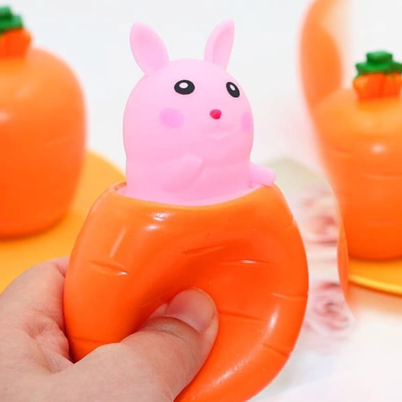 Easter Basket Essentials, Pop Up Carrot Bunny, Handmade Easter Rabbit, Squishes Carrot Rabbit Funny Novelty Toy, Easter Carrot Rabbit Squeeze Toys, Pop Up Toy for Easter Basket Stuffers