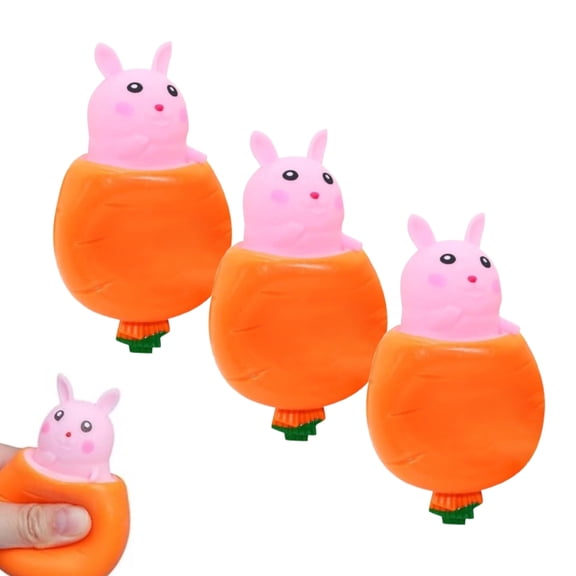 Easter Basket Essentials, Pop Up Carrot Bunny, Handmade Easter Rabbit, Squishes Carrot Rabbit Funny Toy, Easter Carrot Rabbit Squeeze Toys, Pop Up Toy for Easter Basket Stuffers (3PCS)