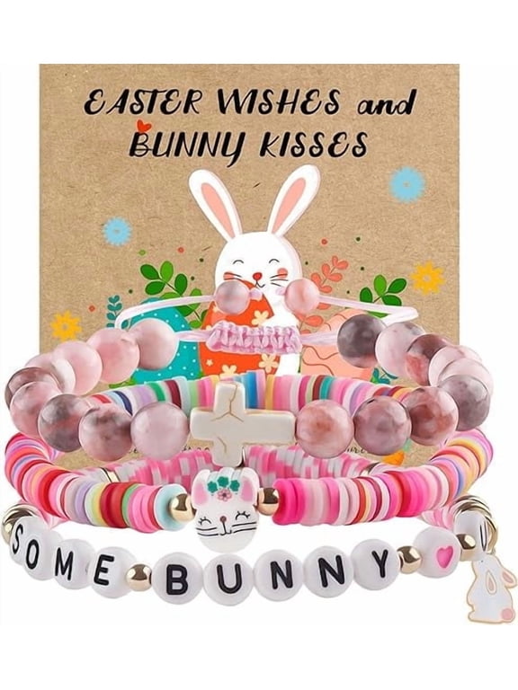 Easter Basket Favors for Teens Crucifix Bracelet Beaded Bracelet Christian Easter Gifts Jesus Bracelet Mother's Day Birthday Gifts First Communion Religious Jewelry for Women Teens