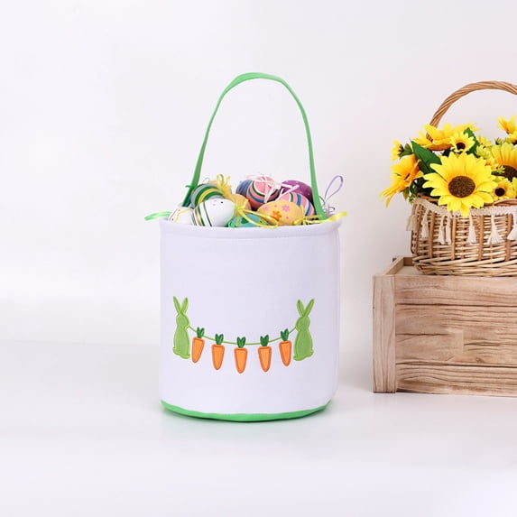 Easter Basket Floral Pattern Easter Basket with Ruffles, Cloth Storage Tote for Eggs & Decor, Easter Gift & Spring Home Decoration Multicolor