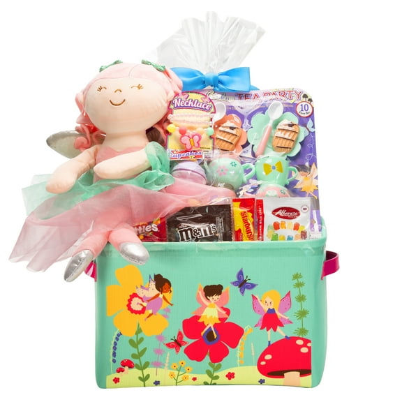 Easter Basket Gift Set Fairy Tea Time Storage Bin with Candies