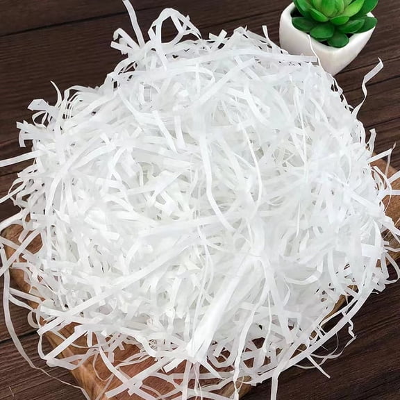 Easter Basket Grass (White), Basket Filler, Crinkle Cut Tissue Paper, Recyclable Craft Shred Confetti Raffia Paper Filler for Valentine's Day Gift Box, Wrapping Packing Filling, 100g 3.53 oz