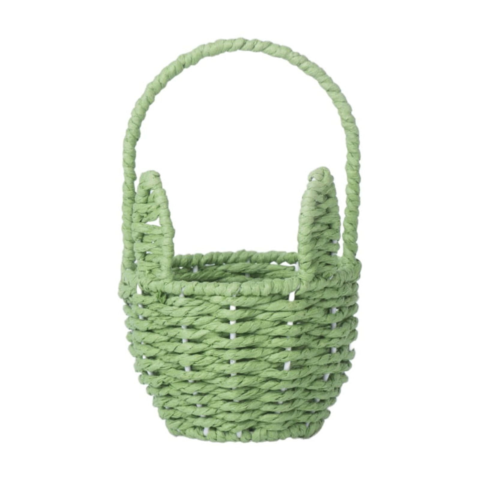 Easter Basket with Handle, Bunny Easter Baskets, Rabbit Harvest Flower Toy Mini Picnic Wine Woven Fruit Birthday Organizer, Easter Egg Cute Cookies Beach Storage, 1 Pcs, 8.19x4.88"