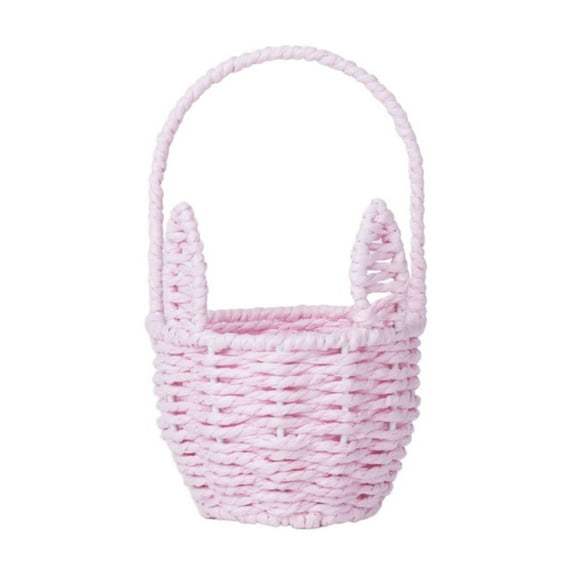 Easter Basket, Easter Bunny Flower Baskets with Handle, Easter Gift Baskets, Egg Buckets Gifts Tote Bags Egg Hunt Basket, 1 Pcs, 4.88x8.19"
