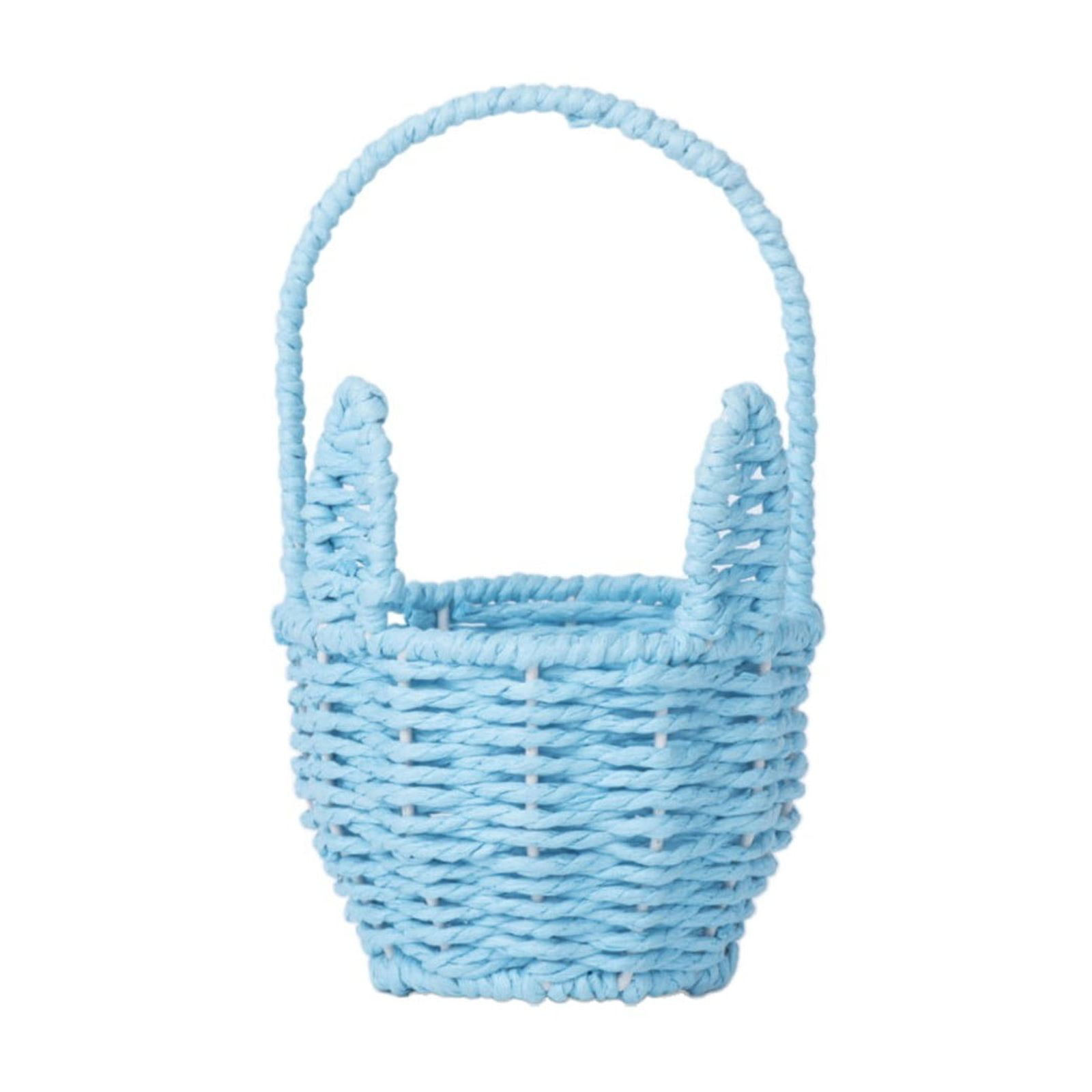 Easter Basket with Handle, Bunny Easter Baskets, Rabbit Harvest Flower Toy Mini Picnic Wine Woven Fruit Birthday Organizer, Easter Egg Cute Cookies Beach Storage, 1 Pcs, 8.19x4.88"