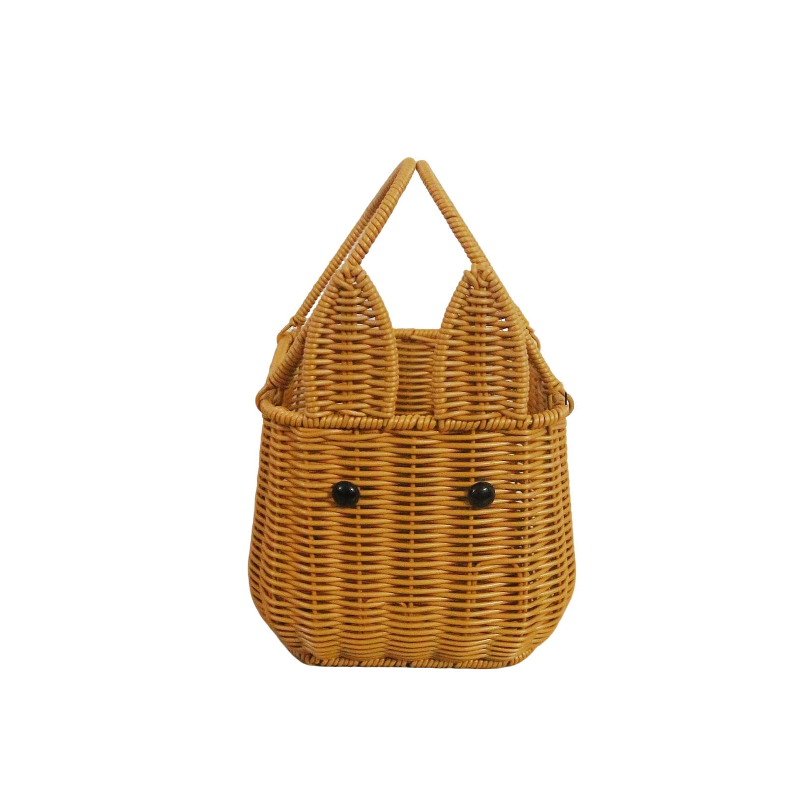 Easter Basket with Handle, Cute Bunny Woven Rabbit Basket for Kids Easter Egg , Multi-Purpose Picnic, Storage Organizer for Toys, Fruit, Beach, Nursery & Home Decor