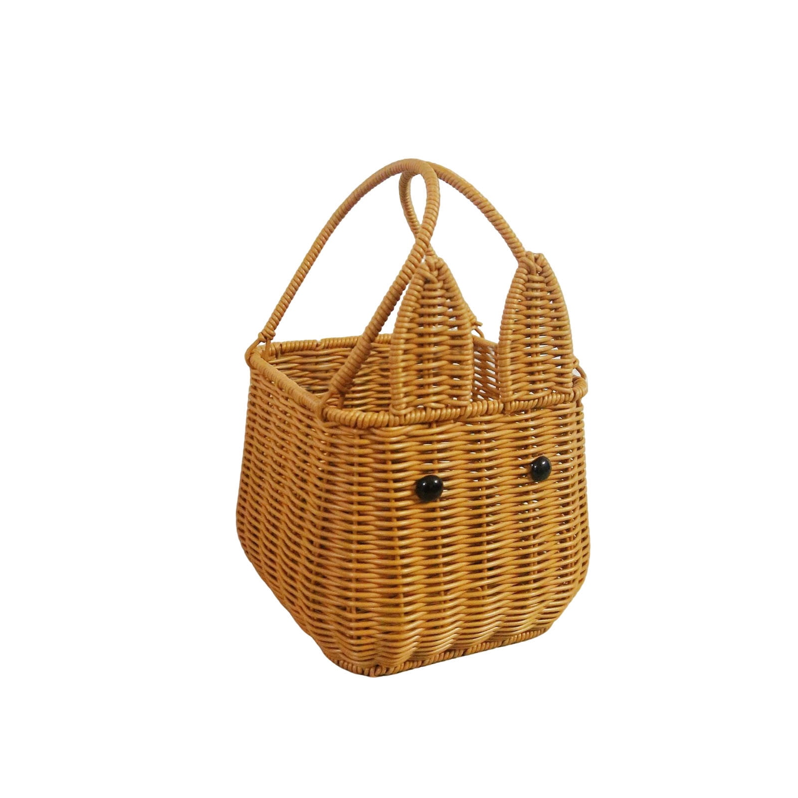 Easter Basket with Handle, Cute Bunny Woven Rabbit Basket for Kids Easter Egg , Multi-Purpose Picnic, Storage Organizer for Toys, Fruit, Beach, Nursery & Home Decor