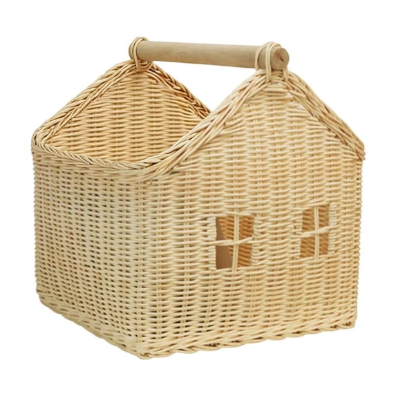 Easter Basket,Handwoven Storage Basket - Natural Woven Laundry & Organization Basket for Home|Durable Lightweight Shelf Basket for Living Room, Bedroom Decor(A)