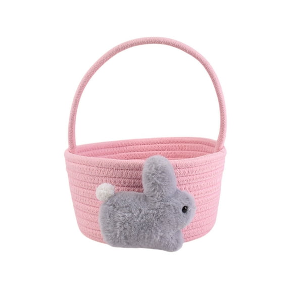 Easter Basket for Kids & Babies, Baby Easter Basket with Handle, Empty Bunny Egg Basket, Easter Baskets for Boys, Girls, Toddler, Babies, Infant Easter gifts basket Personalized (Pink)