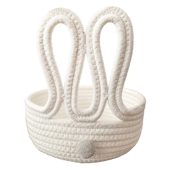 Easter Basket for Kids, Easter Bunny Basket, Woven Cotton Rope Egg Easter Gift Baskets,for Candy and Cosmetics, Portable Storage Sundries Basket for Kitchen Counter or Office Desk