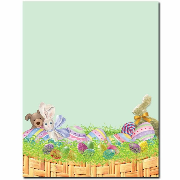 Easter Basket Letterhead Laser & Inkjet Printer Paper, 100 Sheet Pack