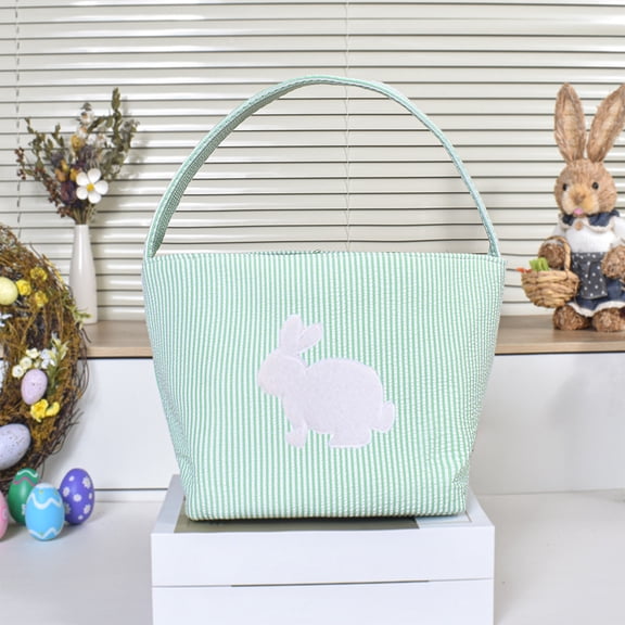 Easter Basket,Personalized Easter Rabbit Storage Baskets,Easter Bunny Buckets,Easter Gifts Handle Bag Basket for Kids