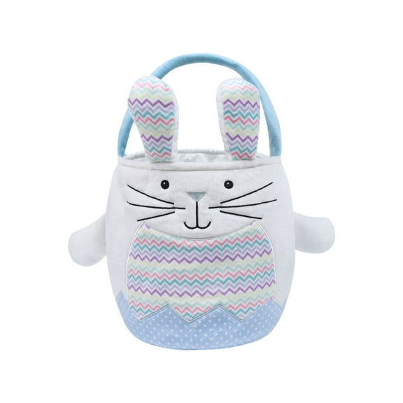 Easter Basket Plush, Bunny Easter Basket for Kids, Plush Easter Buckets with Long Ear Easter Bags for Boys Girls, Easter Tote Bags for Decorations Gifts Storage (Blue)