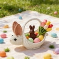 thumbnail image 1 of Easter Basket Rabbits-Shaped Gift Baskets With Handle Imitation Rattan Woven Easter Candy Eggs Small Flower Basket Storage Baskets Fruit Picking Picnic Basket Carrying Basket B, 1 of 8