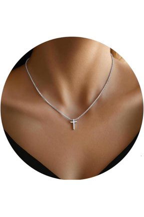 Easter Basket Stuffer - Cross Gold Necklace for Women, Easter Gifts, Dainty 14K Gold Silver Plated Pendant Cute Simple Small Trendy Choker Jewelry Non Tarnish Faith Jewelry Gift for Teenage[x2292]