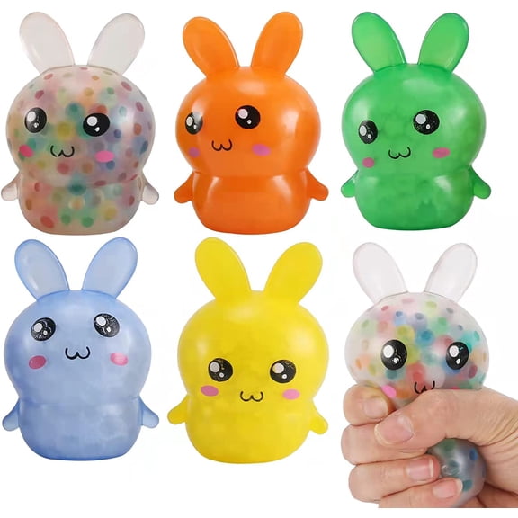 Easter Basket Stuffers, 5 Pack Squishy Easter Bunny Stress Balls for Adults, Easter Basket Stuffers, Easter Toys Stress Relief Fidget Balls, Easter Basket Ideas Gifts
