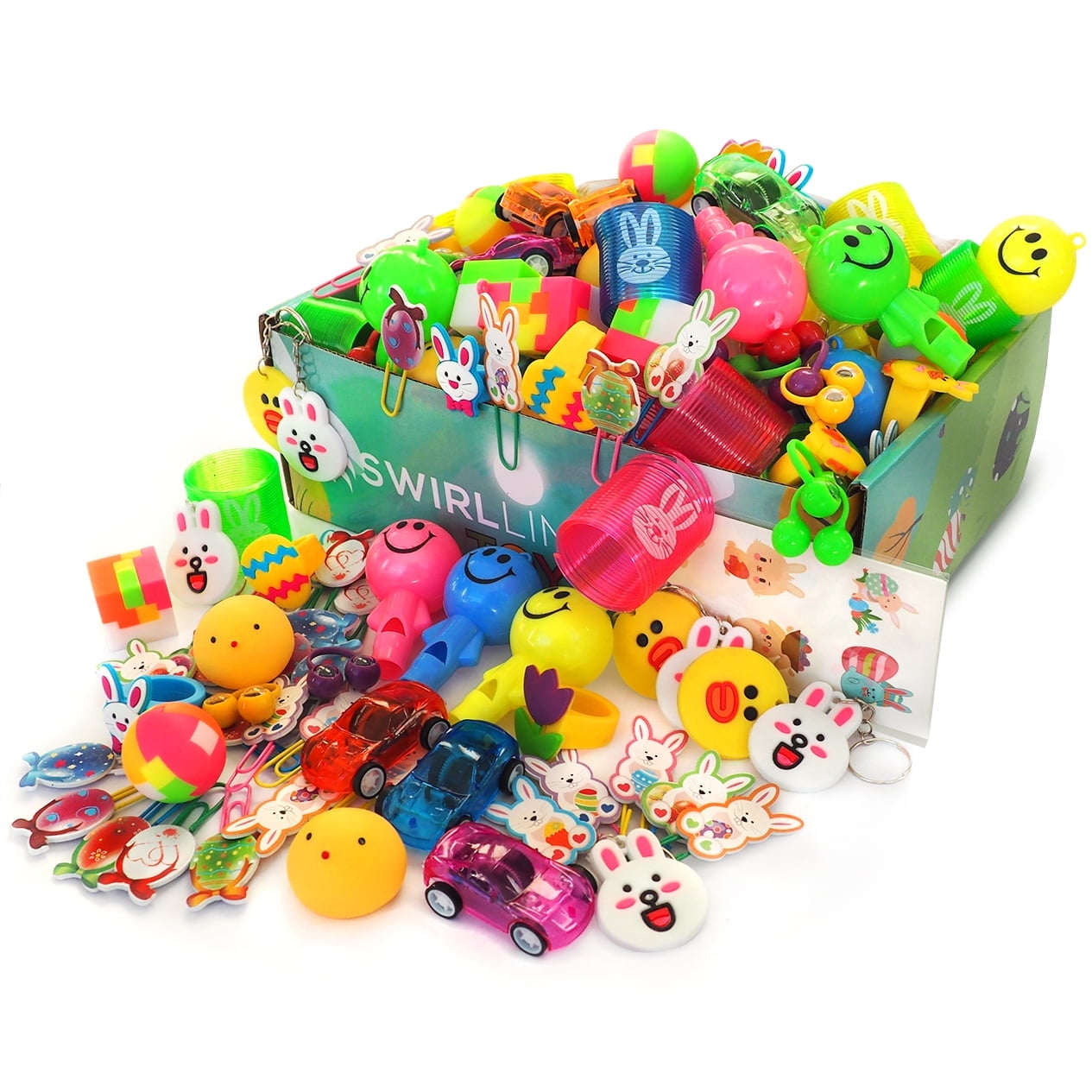 Easter Basket Stuffers Carnival Prizes for Kids Toys in Bulk Easter Egg Fillers 124 Pcs