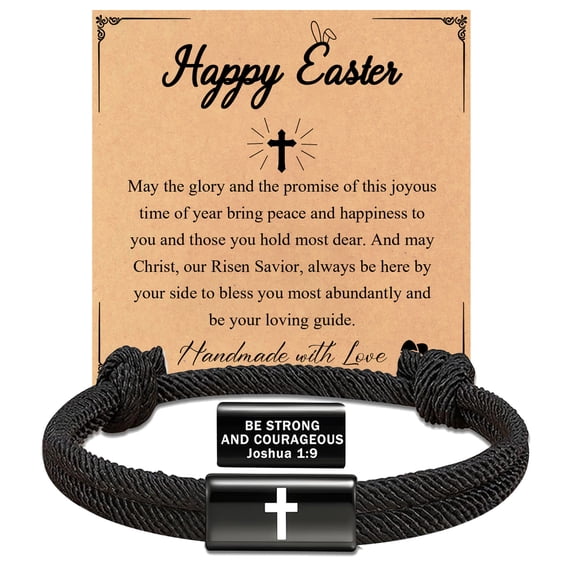 Easter Basket Stuffers - Cross Bible Verse Bracelet for Men, Adjustable ...